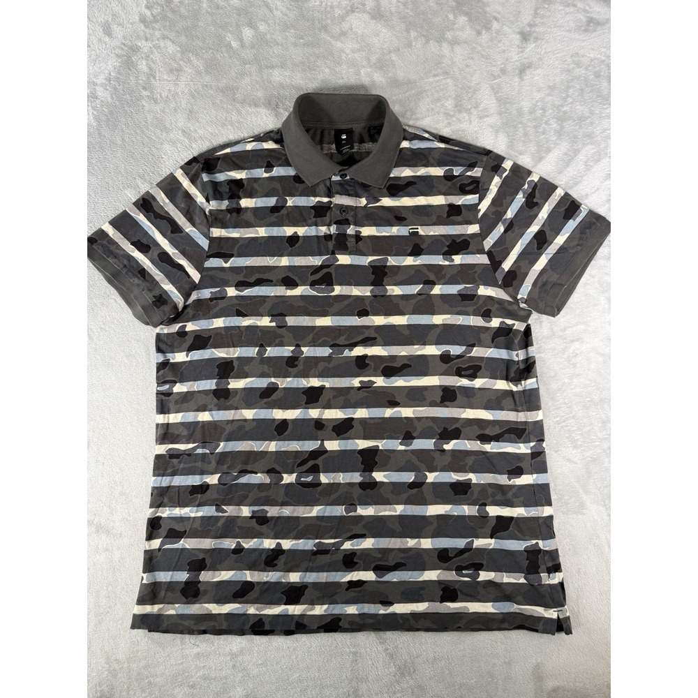 G Star Raw Shirt Mens XL Camouflage Print Short Sleeve Polo